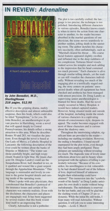 Adrenaline Review in Harrisburg Magazine October, 2006